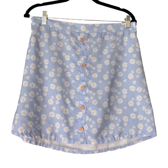 Dresses & Skirts - Y2K Light Blue Sunflower Print Mini Skirt Size Large